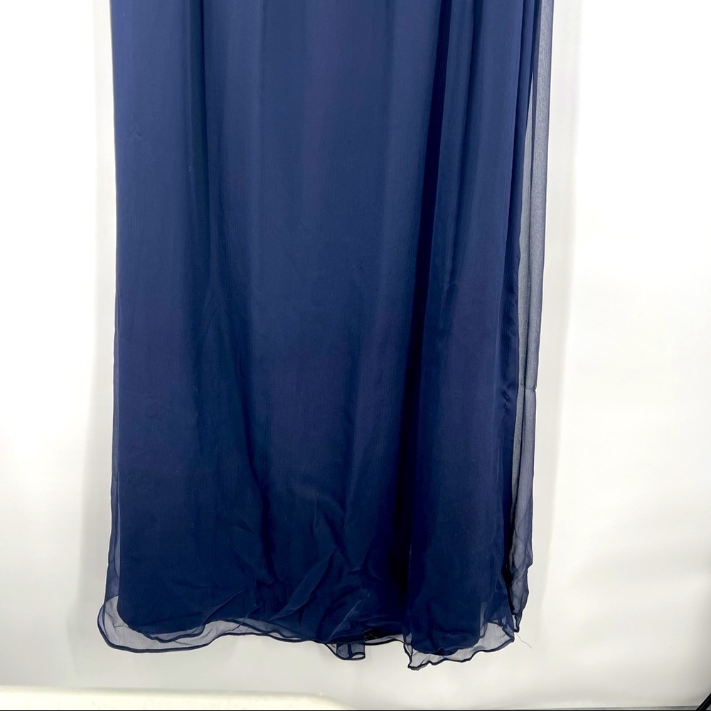 Amsale Illusion Yoke Crinkled Silk Chiffon Gown size 8 - Picture 4 of 16